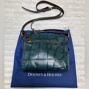 Dooney & Bourke Denison Allison crossbody shoulder bag, teal croc embossed